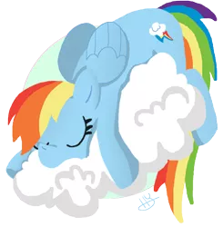 Size: 462x472 | Tagged: artist:lunardawn, cloud, derpibooru import, eyes closed, on a cloud, rainbow dash, safe, sleeping, solo