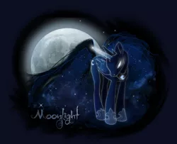 Size: 1024x833 | Tagged: safe, artist:sambragg, derpibooru import, princess luna, glowing eyes, moon, solo