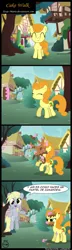 Size: 774x2706 | Tagged: safe, artist:innuendo88, artist:toxic-mario, derpibooru import, carrot top, derpy hooves, golden harvest, pegasus, pony, cake, comic, female, food, mare, spanish, translation