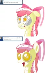 Size: 1280x2050 | Tagged: apple bloom, apple bloom bot, artist:ls820720, ask, ask apple bloom bot, derpibooru import, happy, nervous, robot, safe, tumblr