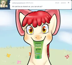 Size: 630x570 | Tagged: apple bloom, ask, ask appa blume, derpibooru import, hair gel, product placement, safe, tumblr