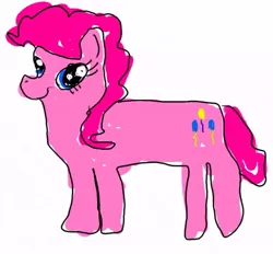 Size: 500x463 | Tagged: safe, artist:zestyoranges, derpibooru import, pinkie pie, earth pony, pony, 1000 hours in ms paint, badly drawn ponies, female, looking at you, majestic as fuck, mare, simple background, solo, stylistic suck, white background