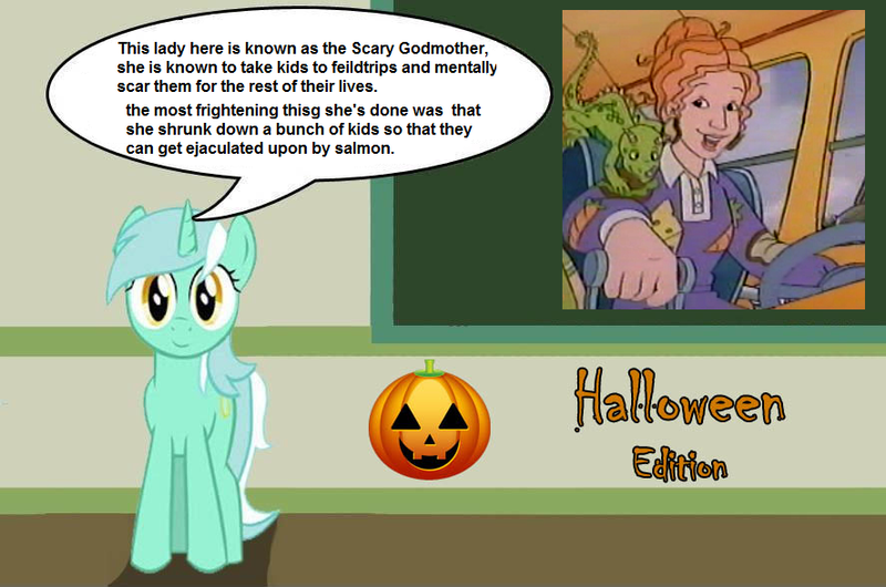 Size: 887x588 | Tagged: chalkboard, derpibooru import, halloween, human studies101 with lyra, lyra heartstrings, magic school bus, meme, ms. frizzle, questionable