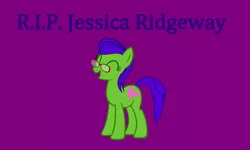 Size: 900x539 | Tagged: safe, derpibooru import, oc, ponified, unofficial characters only, pony, caption, eyes closed, female, glasses, heart, implied death, mare, memorial, name, rest in peace, solo, tribute