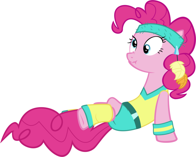 Size: 9998x8023 | Tagged: absurd resolution, artist:iamcommando13, derpibooru import, headband, leg warmers, pinkie pie, safe, scrunchy face, simple background, transparent background, vector, workout, workout outfit, wristband