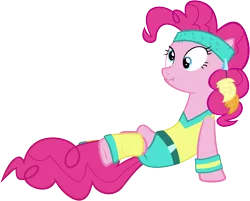 Size: 9998x8023 | Tagged: absurd resolution, artist:iamcommando13, derpibooru import, headband, leg warmers, pinkie pie, safe, scrunchy face, simple background, transparent background, vector, workout, workout outfit, wristband