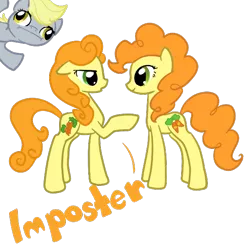 Size: 600x600 | Tagged: safe, artist:otterlore, derpibooru import, carrot top, derpy hooves, golden harvest, pegasus, pony, duality, female, mare, simple background, square crossover, transparent background