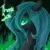 Size: 750x750 | Tagged: safe, artist:ensayne, derpibooru import, queen chrysalis, changeling, changeling queen, bust, dialogue, fangs, female, glowing eyes, image, lidded eyes, looking at you, open mouth, png, solo