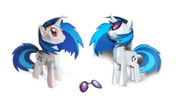 Size: 1020x566 | Tagged: safe, artist:kna, derpibooru import, vinyl scratch, pony, unicorn, cutie mark, female, grin, hooves, horn, mare, papercraft, photo, simple background, smiling, solo, sunglasses, teeth, transparent background