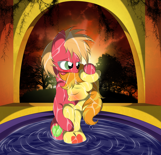 Size: 2542x2450 | Tagged: safe, artist:v-d-k, derpibooru import, big macintosh, braeburn, earth pony, pony, applecest, blushing, braemac, gay, hug, incest, male, shipping, stallion, wet