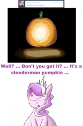 Size: 1170x1777 | Tagged: artist:secretgoombaman12345, ask, ask chubby diamond, derpibooru import, diamond tiara, fat, halloween, holiday, jack-o-lantern, nightmare night, pumpkin, safe, slenderman, tumblr