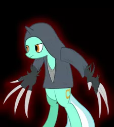 Size: 1800x2000 | Tagged: safe, artist:kobaloi, derpibooru import, lyra heartstrings, pony, unicorn, [prototype], alex mercer, claws, cosplay, hand, metal claws, solo