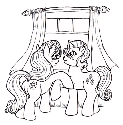 Size: 500x510 | Tagged: safe, artist:stellarina, derpibooru import, rarity, pony, unicorn, fanfic:on a cross and arrow, butt, elusive, female, lineart, mare, monochrome, plot, rule 63