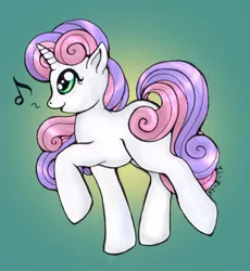 Size: 460x500 | Tagged: artist:stellarina, derpibooru import, gradient background, music notes, older, safe, singing, solo, sweetie belle