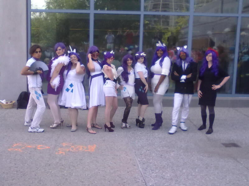 Size: 1600x1200 | Tagged: artist:cwrebel23, artist needed, convention, cosplay, derpibooru import, fanimecon, fanimecon 2012, group photo, human, irl, irl human, photo, rarity, safe