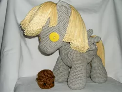 Size: 1024x768 | Tagged: safe, artist:masterplanner, derpibooru import, derpy hooves, pony, amigurumi, crochet, irl, muffin, photo, plushie, solo