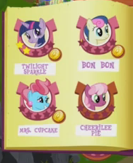 Size: 188x230 | Tagged: bon bon, cheerilee, cup cake, derpibooru import, game, gameloft, official, safe, sweetie drops, twilight sparkle