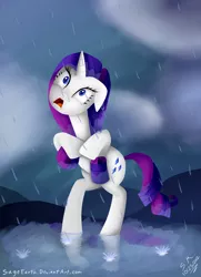 Size: 1024x1416 | Tagged: artist:tierraverde, derpibooru import, rain, rarity, rarity tugs her mane, safe, spoiler:s03, the crystal empire, tugging, wet mane