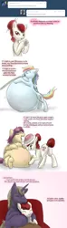 Size: 700x2365 | Tagged: artist:defenceless, bhm, cake, cuddling, derpibooru import, fat, feeding tube, hose, inflation, morbidly obese, muffin, obese, oc, oc:defenceless, oc:sundae brunch, rainbow dash, stuffing, suggestive, tumblr, weight gain