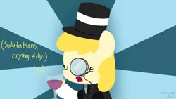 Size: 1280x720 | Tagged: artist:dtcx97, classy, clothes, derpibooru import, hat, monocle, oc, oc:summerset, post-crusade, safe, scootaleukemia, solo, suit, top hat, unofficial characters only, wine glass