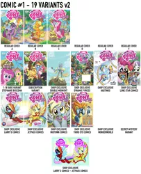 Size: 1870x2300 | Tagged: apple bloom, comics, derpibooru import, derpy hooves, fluttershy, gummy, idw, idw advertisement, pinkie pie, princess celestia, rainbow dash, rarity, safe, soarin', spike, spitfire, sweetie belle, text, twilight sparkle, vinyl scratch, winona, zebra, zecora