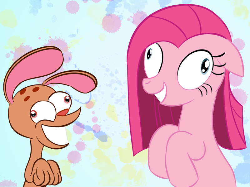 Size: 1200x900 | Tagged: artist:loomx, crossover, derpibooru import, pinkie pie, ren and stimpy, ren hoek, safe