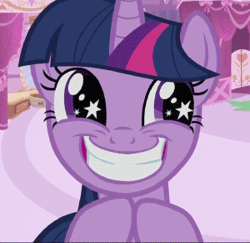Size: 300x291 | Tagged: safe, derpibooru import, screencap, twilight sparkle, lesson zero, animated, cropped, excited, grin, loop, rubbing hooves, smiling, solo, starry eyes, wingding eyes