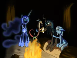 Size: 1600x1200 | Tagged: artist:burnout42, derpibooru import, discord, nightmare moon, queen chrysalis, safe, trixie