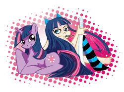 Size: 2014x1489 | Tagged: anarchy stocking, artist:rinipanini, crossover, derpibooru import, panty and stocking with garterbelt, safe, twilight sparkle