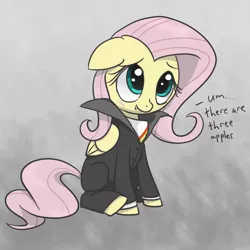 Size: 700x700 | Tagged: artist:spicyhamsandwich, blushing, clothes, count von count, cute, derpibooru import, fangs, floppy ears, flutterbat, fluttershy, hilarious in hindsight, safe, sesame street, shyabetes, sitting, smiling, solo, vampire, weapons-grade cute