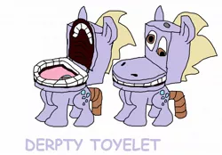Size: 1280x890 | Tagged: safe, artist:geepukefox, derpibooru import, derpy hooves, ponified, object pony, original species, pegasus, pony, toilet pony, but why, female, mare, nightmare fuel, solo, toilet, wat