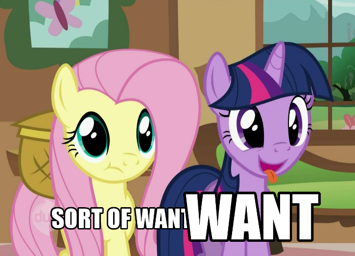 Size: 725x524 | Tagged: safe, derpibooru import, edit, edited screencap, screencap, fluttershy, twilight sparkle, a bird in the hoof, cropped, duo, hub logo, mirrored, reaction image, tongue out, varying degrees of want, want