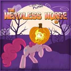 Size: 900x900 | Tagged: safe, artist:poowis, derpibooru import, pinkie pie, earth pony, headless horse, pony, album, album cover, cute, female, halloween, headless, holiday, jack-o-lantern, pumpkin, silly face, solo, tongue out
