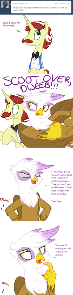 Size: 1000x4000 | Tagged: safe, derpibooru import, flam, gilda, gryphon, ask flam, ask