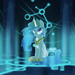 Size: 2025x2025 | Tagged: safe, artist:equestria-prevails, derpibooru import, galaxy (g1), majesty, oc, oc:princess galaxia, alicorn, pony, alicornified, crown, ethereal mane, female, g1, glow, hoof shoes, jewelry, looking at you, mare, peytral, race swap, regalia, sitting, solo, starry mane