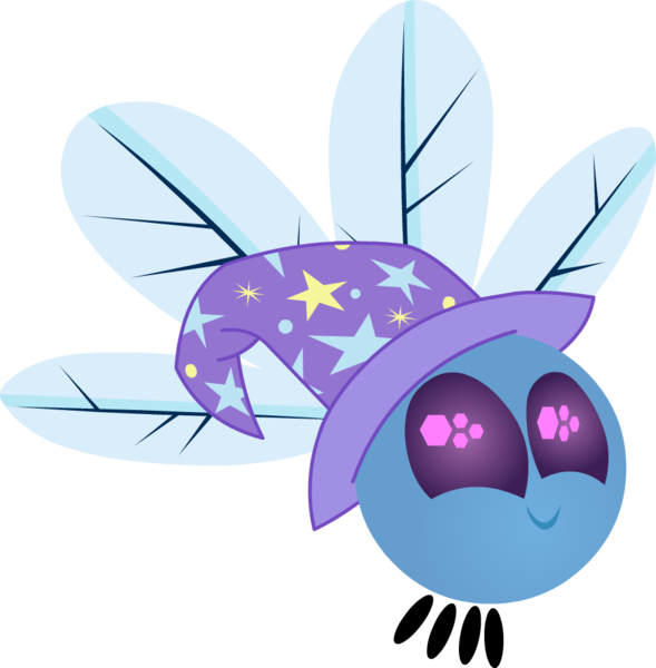 Size: 925x942 | Tagged: clothes, colored wings, derpibooru import, hat, palette swap, parasprite, paraspritized, recolor, safe, simple background, solo, species swap, transparent background, trixie, trixie's hat, wizard hat