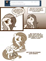 Size: 1004x1328 | Tagged: age regression, artist:anima-dos, ask, ask baby discord, baby discord, derpibooru import, discord, fluttershy, safe, sleeping, tumblr