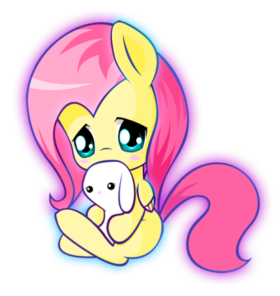 Size: 600x635 | Tagged: safe, artist:andrew691, artist:andrewc691, derpibooru import, fluttershy, pony, rabbit, blushing, chibi, cute, hug, plushie