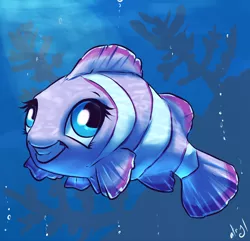 Size: 830x800 | Tagged: artist:atryl, clownfish, derpibooru import, fish, fishified, maybe salmon, pinkie pie, safe, solo, species swap, underwater