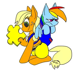 Size: 599x572 | Tagged: applejack, artist:battybuddy, banjo kazooie, derpibooru import, rainbow dash, safe