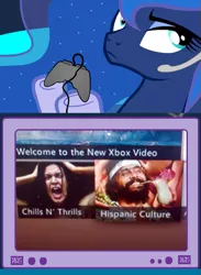 Size: 563x769 | Tagged: safe, derpibooru import, princess luna, pony, gamer luna, exploitable meme, gamer meme, meme, obligatory pony, tv meme, xbox dashboard