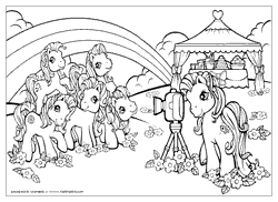Size: 830x603 | Tagged: black and white, coloring page, derpibooru import, g3, grayscale, group, monochrome, photo, safe