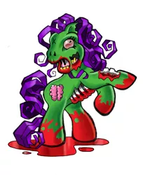 Size: 1504x1845 | Tagged: artist needed, semi-grimdark, derpibooru import, pony, zombie, blood, g3, rearing, ribcage