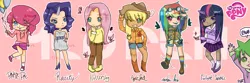 Size: 3000x1000 | Tagged: applejack, artist:kalinascope, converse, derpibooru import, fluttershy, humanized, mane seven, pinkie pie, rainbow dash, rarity, safe, shoes, spike, twilight sparkle