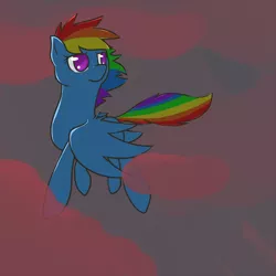 Size: 1000x1000 | Tagged: safe, artist:pyrewing, derpibooru import, rainbow dash, pegasus, pony, cloud, female, flying, mare, sky, solo, spread wings, wings