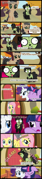 Size: 1500x6357 | Tagged: applejack, artist:foxy-noxy, book, comic, costume, crossover, derpibooru import, fluttershy, frankenstein's monster, gir, invader zim, marshmallow, nightmare noon, pinkie pie, rarity, safe, twilight sparkle