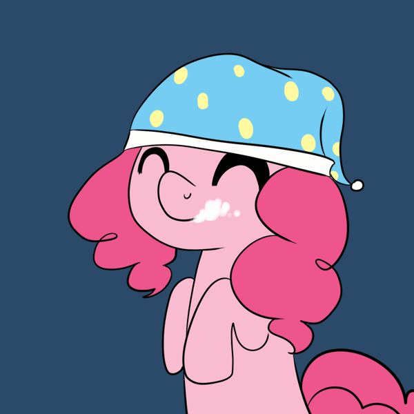 Size: 1000x1000 | Tagged: safe, artist:maplesunrise, derpibooru import, pinkie pie, ask snuggle pie, animated, hat, licking, licking lips, nightcap, out of context, solo, tongue out, tumblr, whipped cream