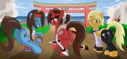 Size: 1435x666 | Tagged: artist:ziemniax, derpibooru import, king, king of fighters, mai shiranui, ninja, plot, ponified, snk, suggestive, yuri sakazaki