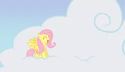 Size: 11250x6480 | Tagged: safe, artist:lazypixel, derpibooru import, fluttershy, pegasus, pony, absurd resolution, cloud, cute, eyes closed, female, happy, mare, shyabetes, sitting, sky, solo, spread wings, vector, wings