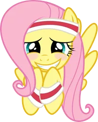 Size: 3154x3947 | Tagged: artist:blueblitzie, blushing, cute, derpibooru import, fluttershy, headband, safe, simple background, smiling, .svg available, transparent background, vector, wristband